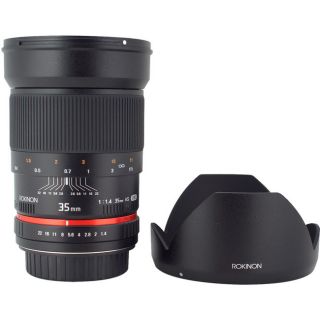 Rokinon 35mm F 1 4 Aspherical Lens for Canon Cameras Black 