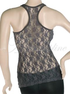 Womens Stretch Cami Camisole Tank Top Vest Sexy Floral Mesh Lace Back 