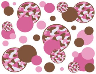 Pink Brown Camo Baby Nursery Wall Border Stickers Decal