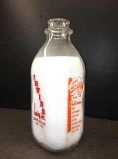 Milk Bottle Square Quart Irwins Dairy Camp Hill PA