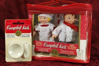 Campbells Soup Kids Dolls embroidered monograms and spoon bowl set NIB