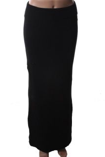 Capote New Black Flat Front Elastic Waist Fleece Lined Maxi Skirt XS 