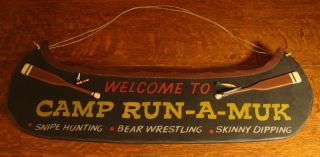Giant Welcome Camp Wood Canoe Canoeing Cabin Lodge Sign