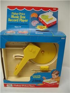 Fisher Price 995 Music Box Record Player w 5 Records 1975 w Box Works 