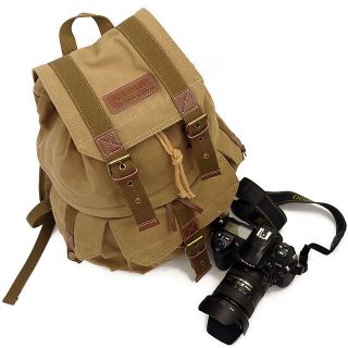   Waterproof Canvas DSLR SLR Camera Case Bag Backpack Rucksack