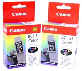 2pk Genuine Canon BCI 21 Color Ink BJC 2000 2100 4200 4300 C2500 C545 