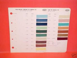 1958 Ford Thunderbird Paint Chips Color Chart Canada