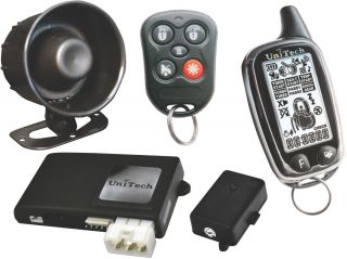   car alarm remote start keyless entry lcd chrome transmitter uni335 one