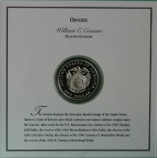 1994 US Capitol Commemorative US Mint Silver Proof Dollar Coin Set 