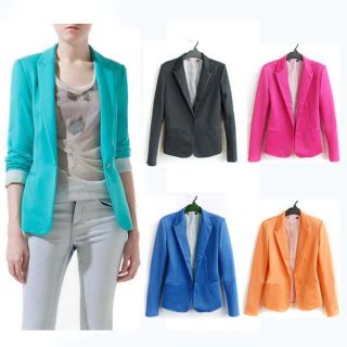 Colors Candy Women Suit Blazer Turn Back Cuff Jacket Size XS s M L 