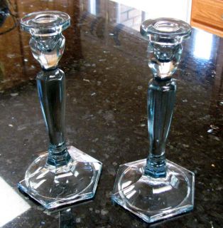 Fenton Elegant Glass Candlesticks * Ice Blue Colonial #449 * Set of 2