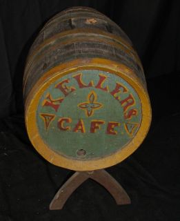 Antique Wooden Diminutive Advertising Rum or Tavern Keg Original Paint 