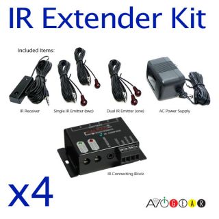 Calrad 4 Devices IR Infrared Remote Control Extender Kit Blu Ray Cable 