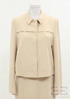 Calvin Klein Collection Beige Wool 2 PC Button Front Jacket Skirt Suit 