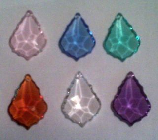 Lot of 6 38mm French Cut Pendant Crystal Prisms Wholesale 5 Colors 