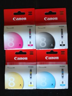 Genuine Canon CLI 8 Chromalife Ink Cartridges BK M C and Y