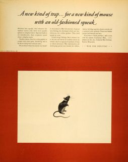 1941 Ad SC Johnson Wax Racine Wisconsin Mouse Rodent Automobile Gasket 