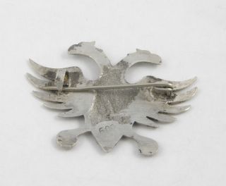 Unusual Vintage Byzantium Imperial Eagle Silver Brooch