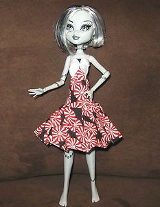Cute Peppermint Candies Dress Handmade Clothes for Monster High Dolls 