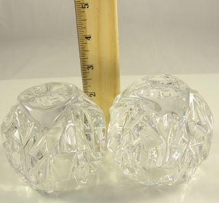 Authentic Tiffany Co Crystal Candle Holders Pair Rock Cut Estates 