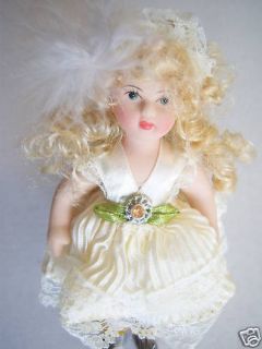 collectible porcelain doll bridesmaid ivory dress