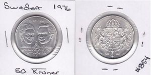    50 Kronor Wedding of King Carl XVI Gustaf and Queen Silvia Coin Unc