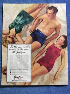Vintage 1940 Jantzen Swim Suits Swimwear Sun Clothes Ad