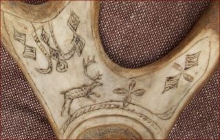   Lapland Wedding Spoon Carved Antler Caribou Lovespoon 1890