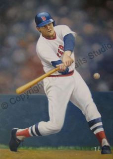 Carlton Fisk Boston Red Sox Original Baseball Oil Painting on Canvas 