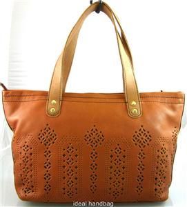 new nwt fossil campbell brown leather tote shopper