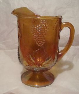 VINTAGE INDIANA CARNIVAL IRIDESCENT AMBER GOLD PITCHER BEAUTIFUL