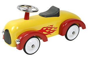   Classic Yellow Red Flamed Race Car Ride on Push Along Toy