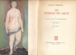 Pablo Neruda Book 20 Poemas De Amor Soldi Illustrations 1972 L@@K