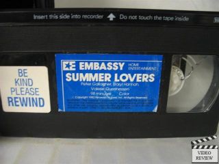 Summer Lovers VHS Peter Gallagher Darryl Hannah