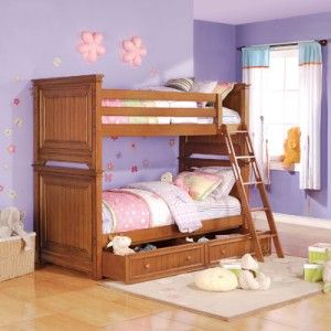 Canyon Creek Twin Over Twin Bunk Bed with Trundle 11 Step Brown Cherry 