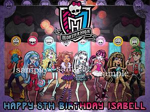 Monster High Dolls Edible Birthday Cake Image Icing Sheet New