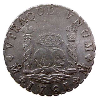 Mexico Carolus III Pillar Dollar 8 Reales 1761 mm ID 4669