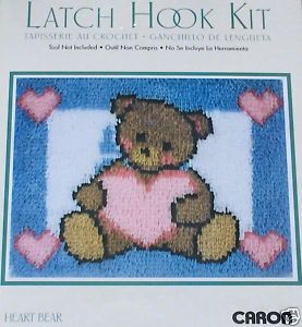 Caron Heart Bear Latch Hook Kit NIP 15x20