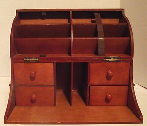 Vintage Folding Wooden Valet Desk Office Organizer