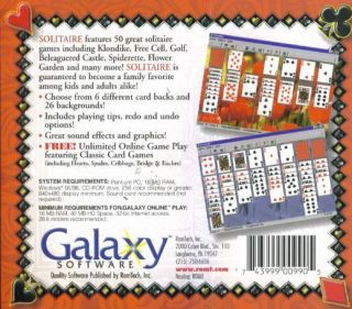 Solitaire 50 Complete Games PC CD Card Game Collection
