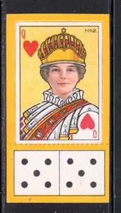1929 CARRERAS CIGARETTE CARD PLAYING CARDS AND DOMINOS QUEEN OF HEARTS 