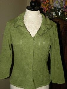 CAbi Carol Anderson By Invitation #871 Green 100% Cotton Cardigan 