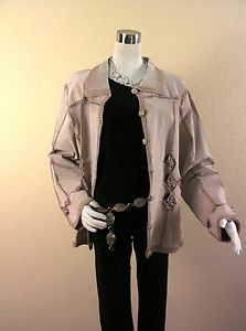 Carducci oversize patchwork beige suede jacket boho Southwest XL