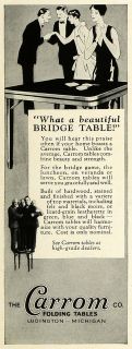 1927 Ad Carrom Folding Tables Bridge Cards Hardwood Games Ludington MI 