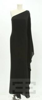 Carolina Herrera Black Silk Butterfly Sleeve Long Gown Size 10