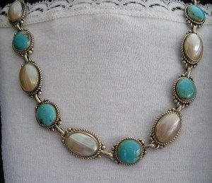 RARE  Carolyn Pollack Relios Sterling Turquoise Mabe Pearl Slogan 