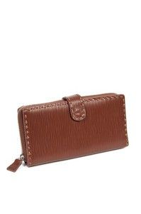 140 Carla Mancini Zip Around Cowhide Leather Wallet   Clutch 