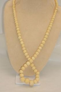 Vintage Carved Faux Ivory Ox Bone Graduated Bead Necklace 26