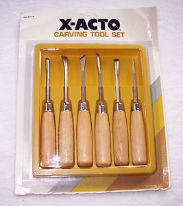Vintage X ACTO Wood Carving Tool Set No. 5179 6 Tool Set Made in Japan 
