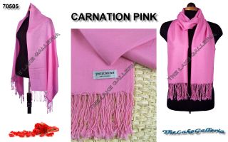 Carnation Pink Classic Soft 100 Real Pashmina Cashmere Wool Shawl Wrap 